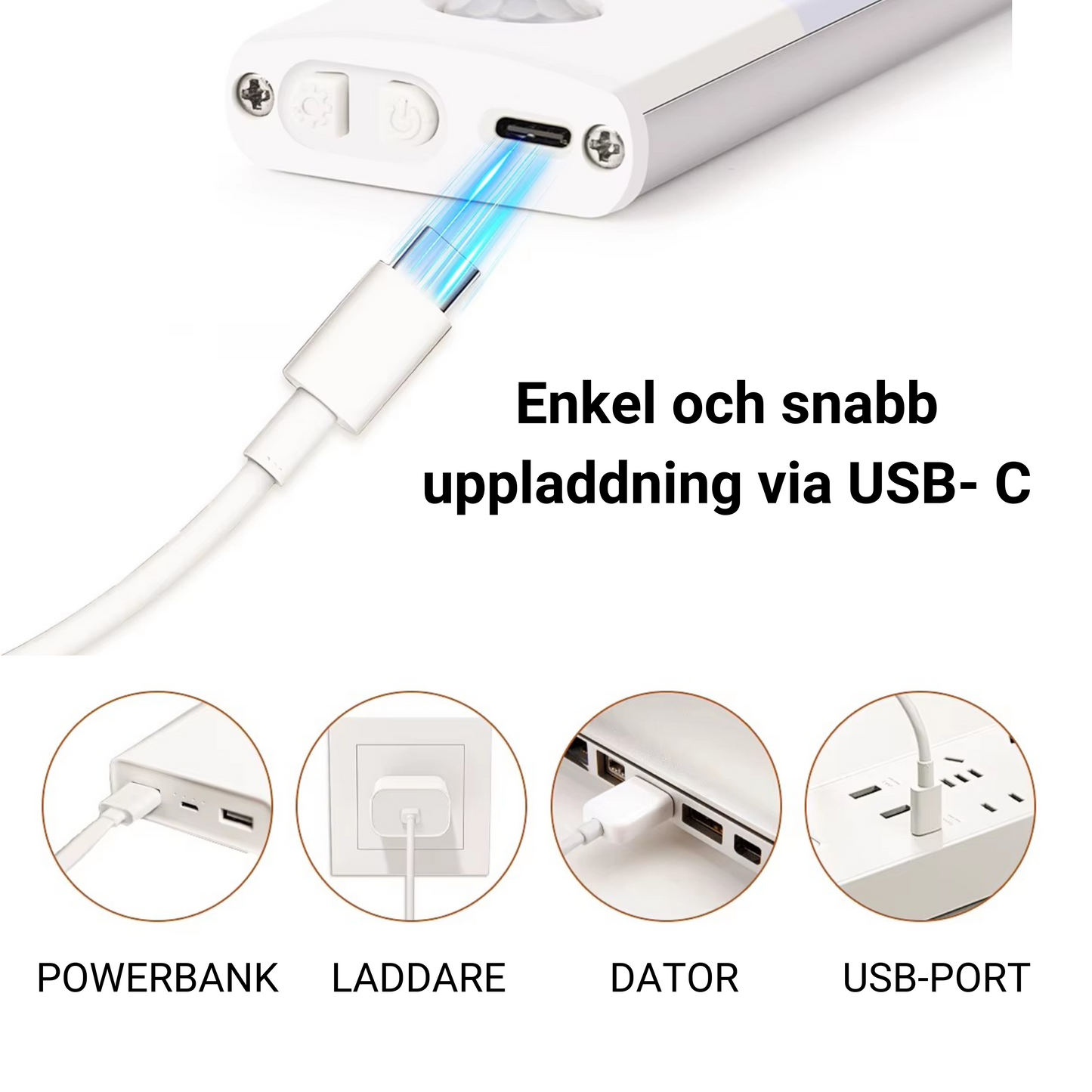 LedLight 3 i 1 - Sensorlampa - Vit, 40cm