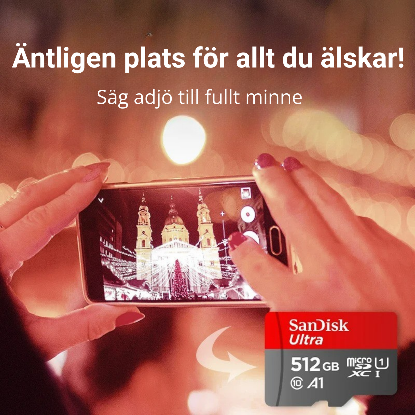 SanDisk Micro SD-minneskort - 64GB A1 Flash TF-kort