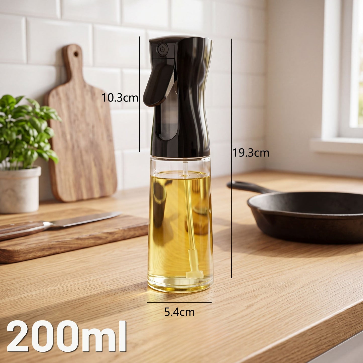 Oljesprayflaska (matlagning) - 200ml, Svart