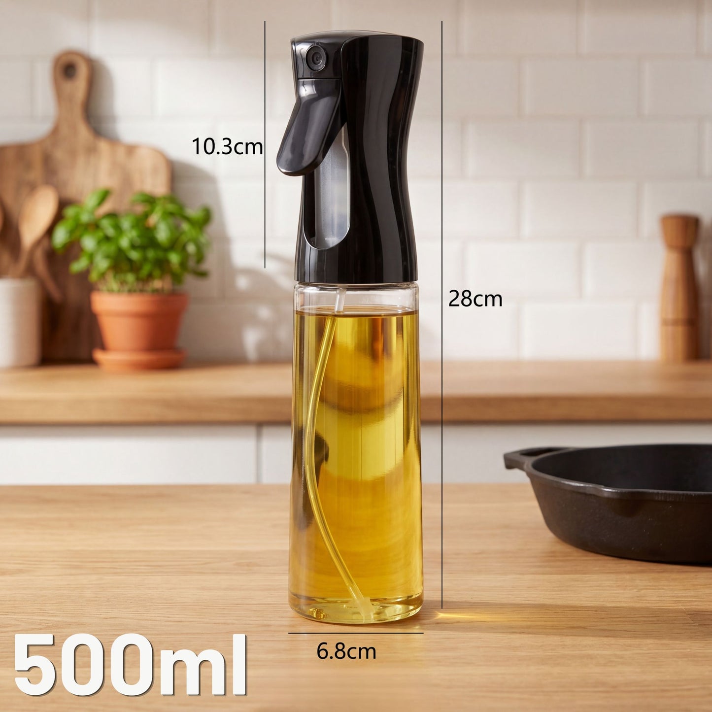 Oljesprayflaska (matlagning) - 500ml, Svart