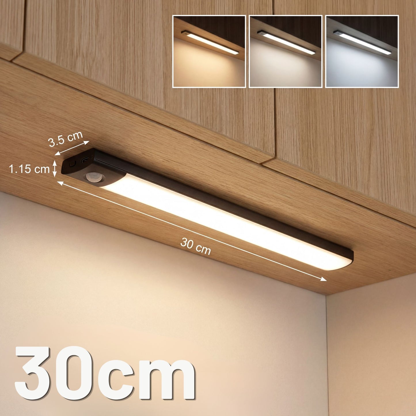 LedLight 3 i 1 - Sensorlampa - Svart, 30cm