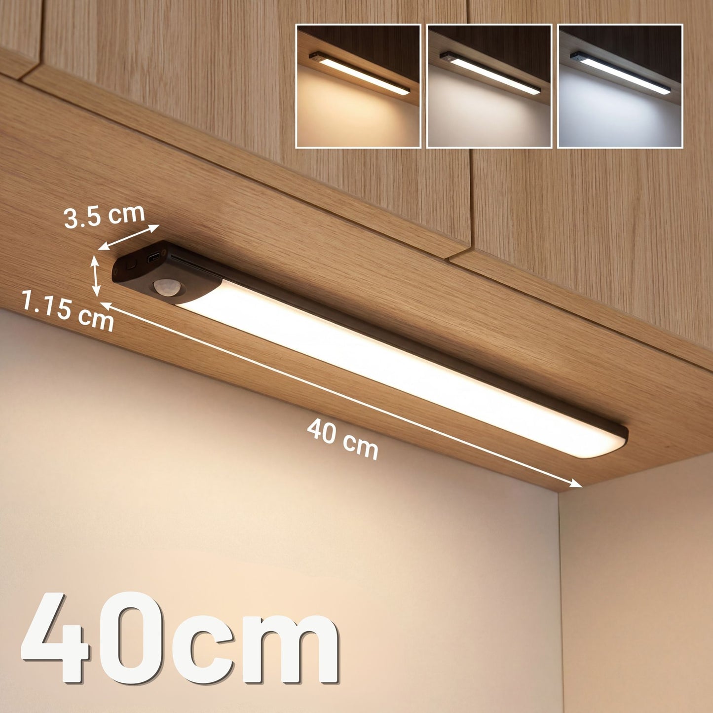 LedLight 3 i 1 - Sensorlampa - Svart, 40cm